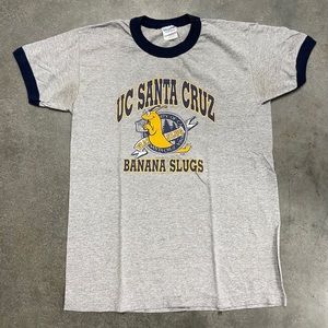 UC Santa Cruz Banana Slug Ringer Shirt Men S Gray College Pulp Fiction